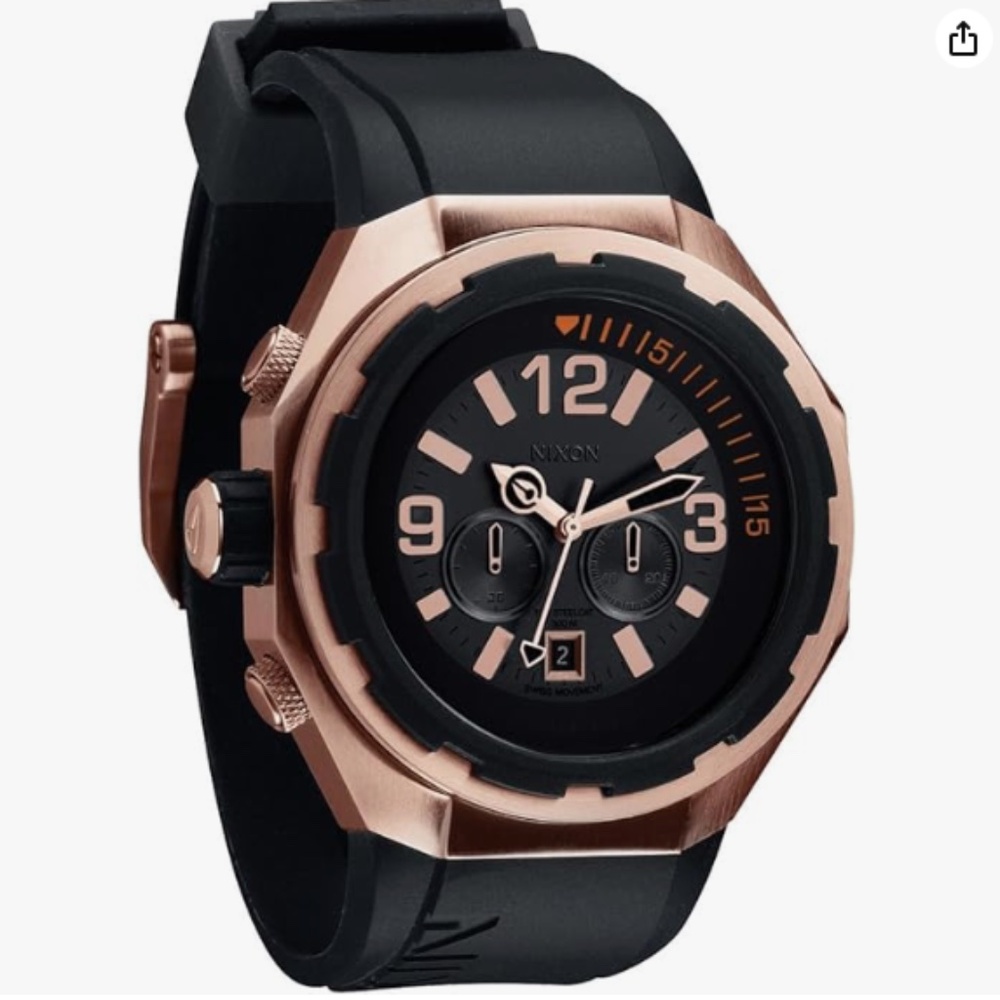 NIXON - MEN’S STEELCAT - A3131098 - BLACK - RUBBER SWISS QUARTZ WATCH